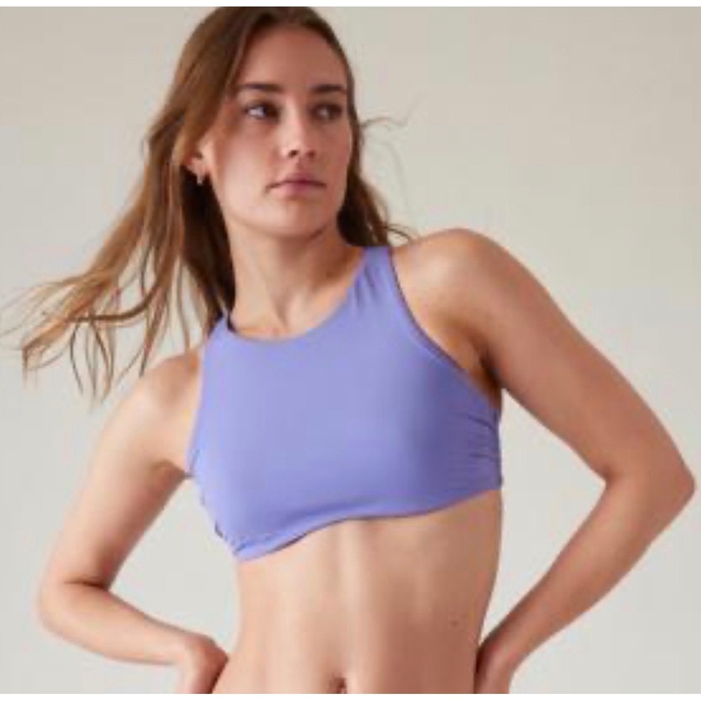 Athleta Maldives Bra Cup Bikini Top Purple High Neck Cutout 40D/DD 405827